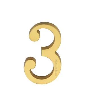 Heritage Brass Numeral 3 Concealed Fix 76mm (3") Satin Brass finish