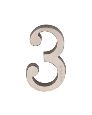 Heritage Brass Numeral 3 Concealed Fix 76mm (3") Satin Nickel finish