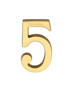 Heritage Brass Numeral 5 Concealed Fix 76mm (3") Polished Brass finish