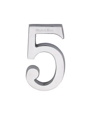 Heritage Brass Numeral 5 Concealed Fix 76mm (3") Satin Chrome finish