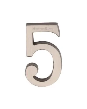 Heritage Brass Numeral 5 Concealed Fix 76mm (3") Satin Nickel finish