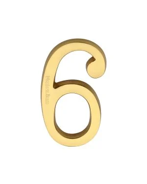 Heritage Brass Numeral 6 Concealed Fix 76mm (3") Unlacquered Brass finish