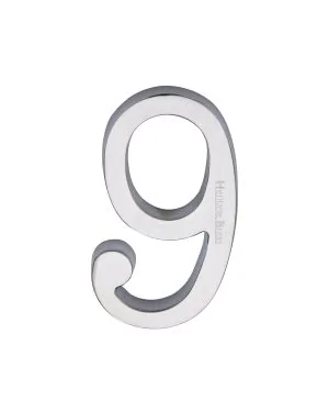 Heritage Brass Numeral 9 Concealed Fix 76mm (3) Satin Chrome finish