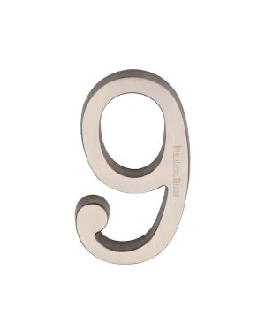 Heritage Brass Numeral 9 Concealed Fix 76mm (3) Satin Nickel finish