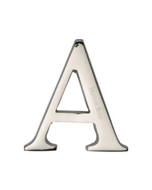 Heritage Brass Alphabet A Pin Fix 51mm (2") Polished Nickel Finish
