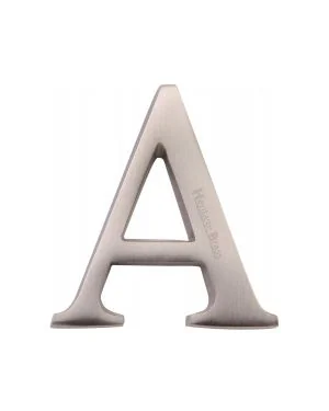 Heritage Brass Alphabet A Rear Fix 51mm (2") Satin Nickel finish