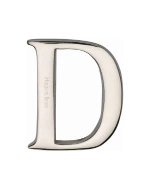 Heritage Brass Alphabet D Pin Fix 51mm (2") Polished Nickel Finish