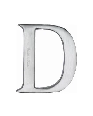 Heritage Brass Alphabet D Rear Fix 51mm (2") Satin Chrome finish