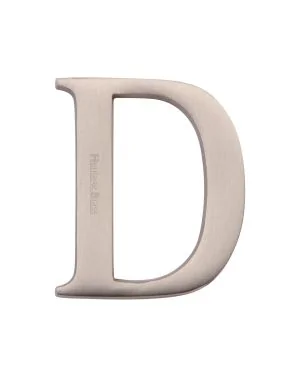 Heritage Brass Alphabet D Rear Fix 51mm (2") Satin Nickel finish