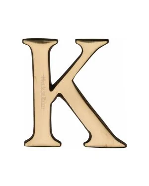 Heritage Brass Alphabet K Rear Fix 51mm (2") Polished Brass finish
