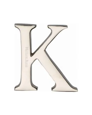 Heritage Brass Alphabet K Pin Fix 51mm (2") Polished Nickel Finish