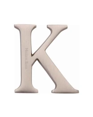 Heritage Brass Alphabet K Rear Fix 51mm (2") Satin Nickel finish