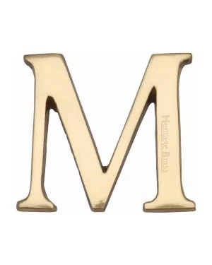 Heritage Brass Alphabet M Rear Fix 51mm (2") Polished Brass finish