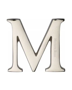 Heritage Brass Alphabet M Pin Fix 51mm (2") Polished Nickel Finish