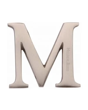 Heritage Brass Alphabet M Rear Fix 51mm (2") Satin Nickel finish