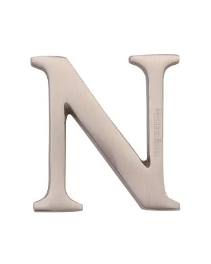 Heritage Brass Alphabet N Rear Fix 51mm (2") Satin Nickel finish