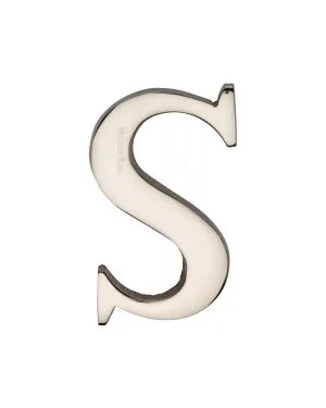Heritage Brass Alphabet S Pin Fix 51mm (2") Polished Nickel Finish