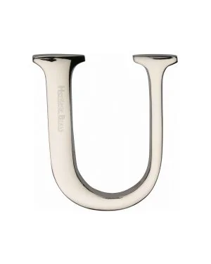 Heritage Brass Alphabet U Pin Fix 51mm (2") Polished Nickel Finish