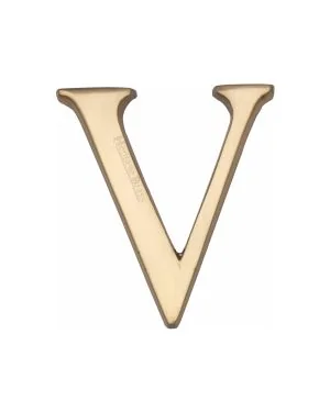 Heritage Brass Alphabet V Rear Fix 51mm (2") Polished Brass finish