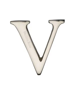 Heritage Brass Alphabet V Pin Fix 51mm (2") Polished Nickel Finish