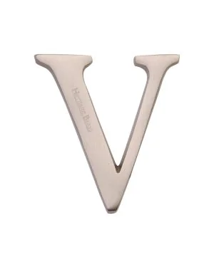 Heritage Brass Alphabet V Rear Fix 51mm (2") Satin Nickel finish
