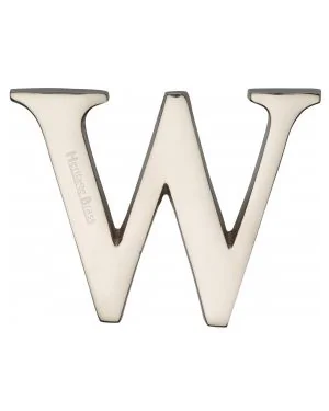 Heritage Brass Alphabet W Pin Fix 51mm (2") Polished Nickel Finish