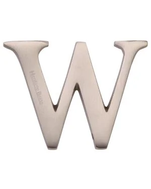 Heritage Brass Alphabet W Rear Fix 51mm (2") Satin Nickel finish