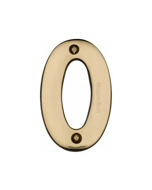 Heritage Brass Numeral 0 Face Fix 76mm (3) Polished Brass finish
