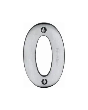 Heritage Brass Numeral 0 Face Fix 76mm (3") Satin Chrome finish