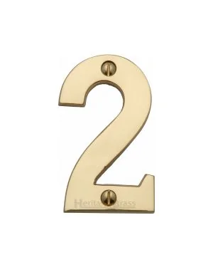 Heritage Brass Numeral 2 Face Fix 76mm (3) Polished Brass finish