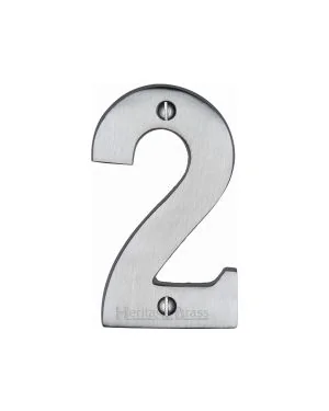 Heritage Brass Numeral 2 Face Fix 76mm (3") Satin Chrome finish