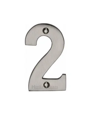 Heritage Brass Numeral 2 Face Fix 76mm (3) Satin Nickel finish