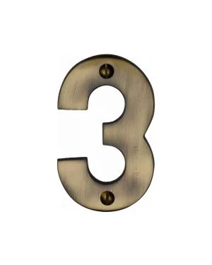 Heritage Brass Numeral 3 Face Fix 76mm (3) Antique finish