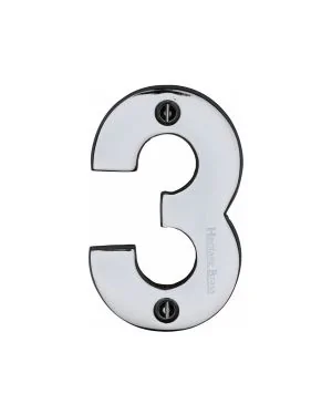 Heritage Brass Numeral 3 Face Fix 76mm (3") Polished Chrome finish