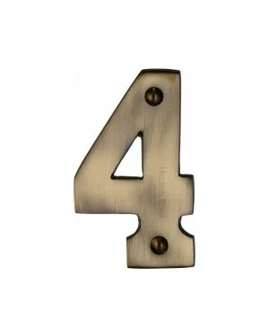 Heritage Brass Numeral 4 Face Fix 76mm (3) Antique finish