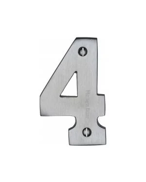 Heritage Brass Numeral 4 Face Fix 76mm (3") Satin Chrome finish