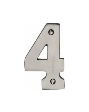 Heritage Brass Numeral 4 Face Fix 76mm (3) Satin Nickel finish