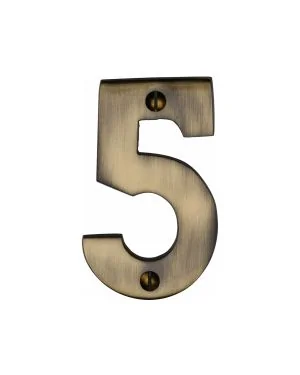 Heritage Brass Numeral 5 Face Fix 76mm (3) Antique finish