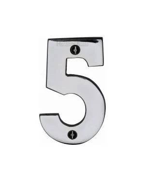 Heritage Brass Numeral 5 Face Fix 76mm (3") Polished Chrome finish