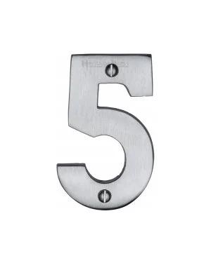 Heritage Brass Numeral 5 Face Fix 76mm (3") Satin Chrome finish