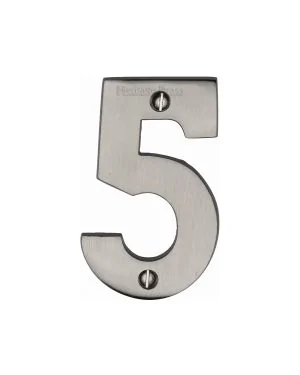 Heritage Brass Numeral 5 Face Fix 76mm (3) Satin Nickel finish