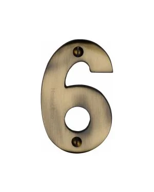 Heritage Brass Numeral 6 Face Fix 76mm (3) Antique finish