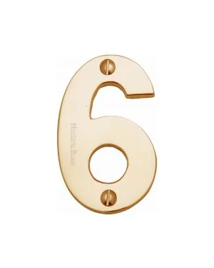 Heritage Brass Numeral 6 Face Fix 76mm (3) Polished Brass finish