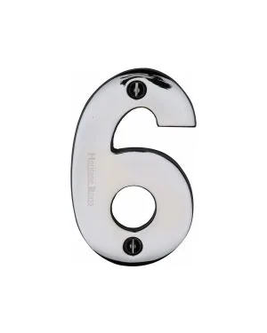 Heritage Brass Numeral 6 Face Fix 76mm (3") Polished Chrome finish