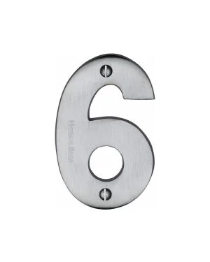 Heritage Brass Numeral 6 Face Fix 76mm (3") Satin Chrome finish