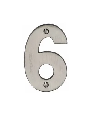 Heritage Brass Numeral 6 Face Fix 76mm (3) Satin Nickel finish