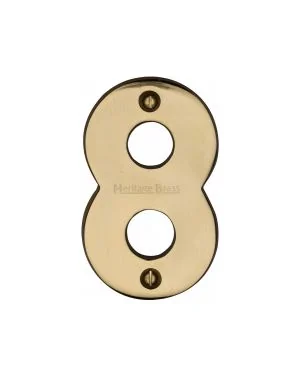 Heritage Brass Numeral 8 Face Fix 76mm (3") Polished Brass finish