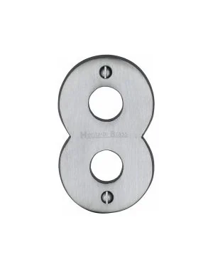 Heritage Brass Numeral 8 Face Fix 76mm (3") Satin Chrome finish