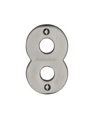 Heritage Brass Numeral 8 Face Fix 76mm (3) Satin Nickel finish