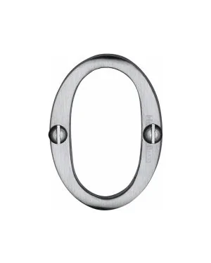 Heritage Brass Numeral 0 Face Fix 51mm (2") Satin Chrome finish